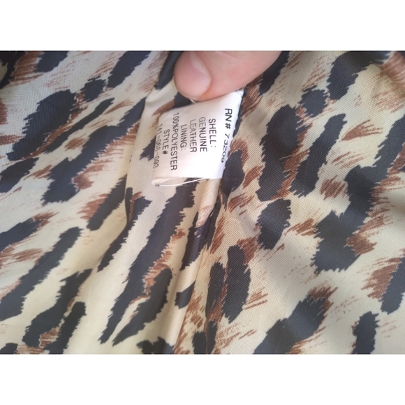 J. Percy for Marvin Richards Leather Leopard Print Lined Jacket - Picture 9 of 10